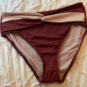 Women’s Colorblock high waisted medium coverage bikini bottoms